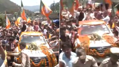 Himachal Pradesh: মনোনয়ন জমা দেওয়ার আগে মান্ডি লোকসভা কেন্দ্রে রোড শ বিজেপি প্রার্থী কঙ্গনা রানাউতের (দেখুন ভিডিও)