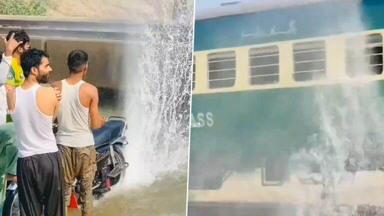 Pakistan: চলন্ত ট্রেনে জল ছিটিয়ে ‘রিল’ বানাতে গিয়ে ক্ষুব্ধ যাত্রীদের হাতে বেধড়ক মার খেল একদল যুবক, দেখুন ভাইরাল ভিডিও