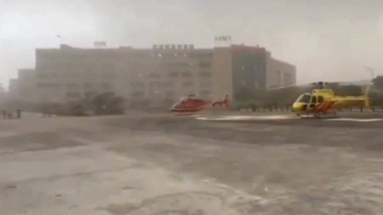 Video: Amid bad weather, emergency landing of 4 helicopters at AIIMS Rishikesh