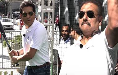 Sachin Tendulkar-Ravi Shastri Playing Baseball: দেখুন, ভারত-পাক ম্যাচের আগে বেসবল খেলতে মত্ত্ব সচিন তেন্ডুলকর-রবি শাস্ত্রী