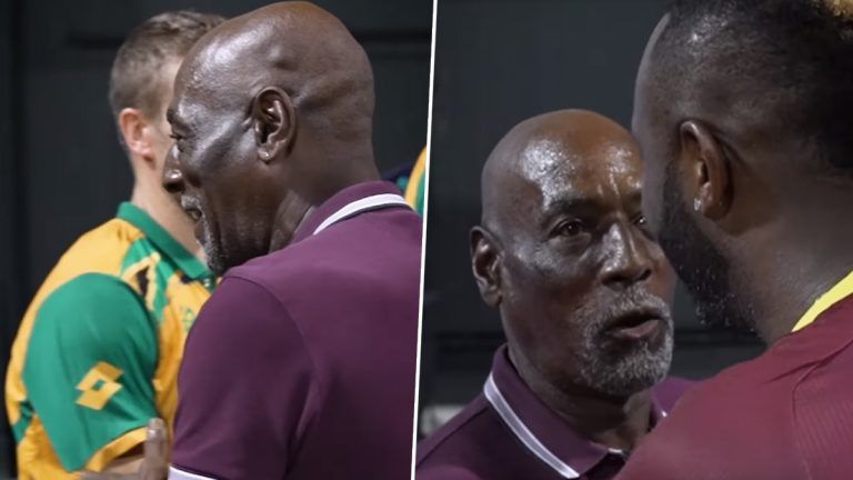 Sir Vivian Richards Greets WI and SA Players: নিজের নামাঙ্কিত স্টেডিয়ামে নস্টালজিক ভিভ রিচার্ডস, শুভেচ্ছা জানালেন খেলোয়াড়দের (দেখুন ভিডিও)